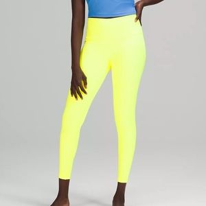 NWOT Lululemon Wunder Under high rise tight leggings neon fluorescent yellow 12